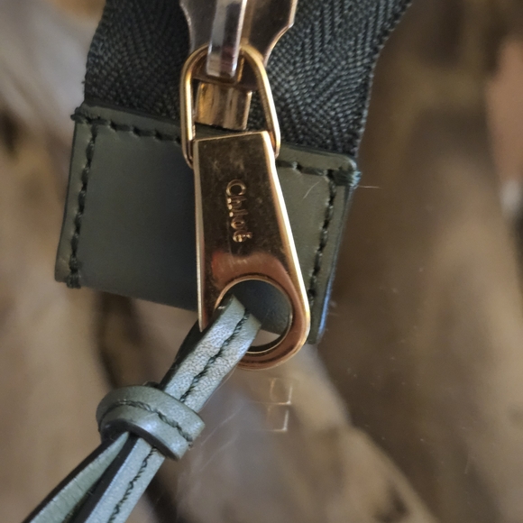 Chloe Dark Green Leather Tote - Picture 3 of 16